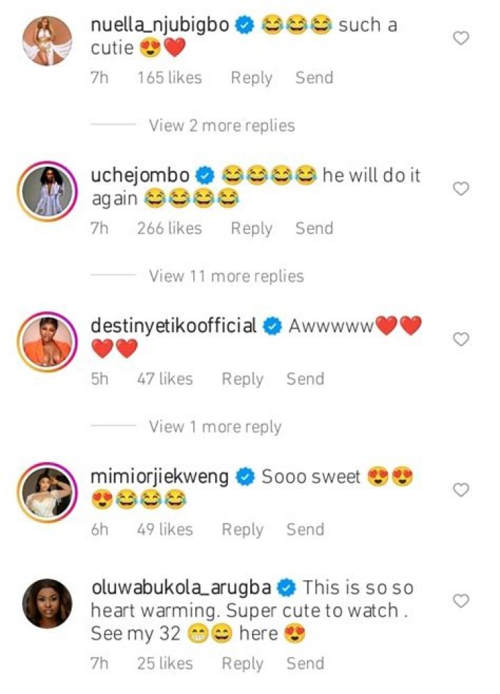 
Uche Jombo, Destiny Etiko, Others React As Regina Daniels’ Son Begs For Forgiveness For Destroying An Expensive Item 